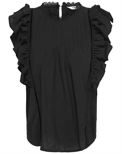 Only - ONLLuna Frill Top - Black